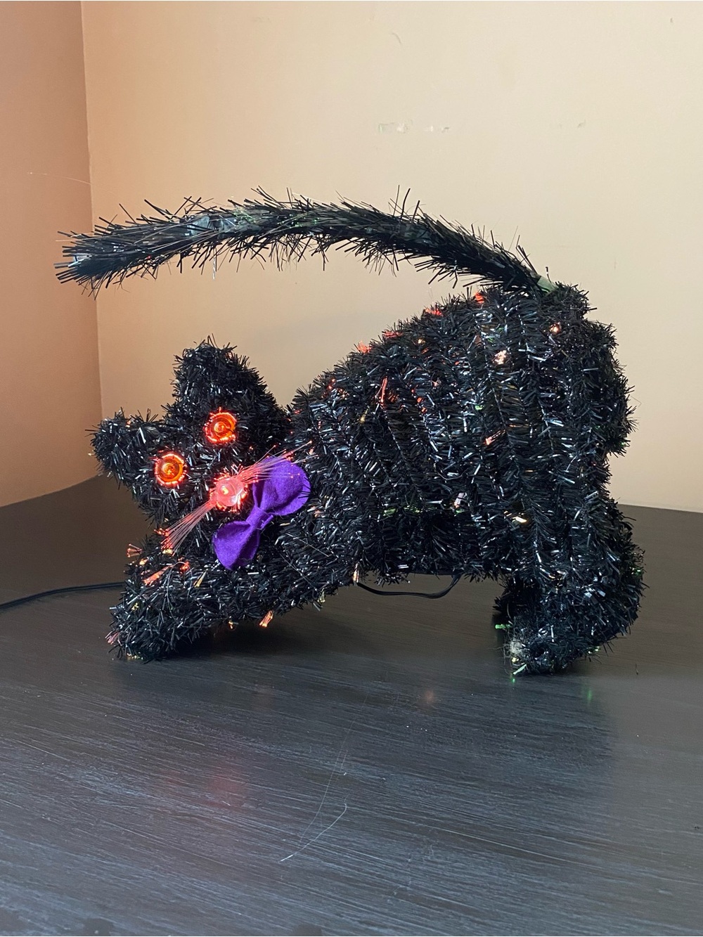 Vintage J.C. Penney fiber optic black cat Halloween decoration